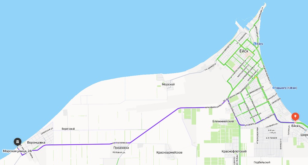 Маршрут до Морской улицы, 2А в селе Воронцовка